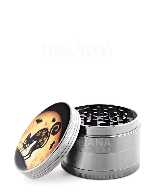 Dank Cat Magnetic Metal Grinder w/ Catcher | 4 Piece - 63mm - Silver