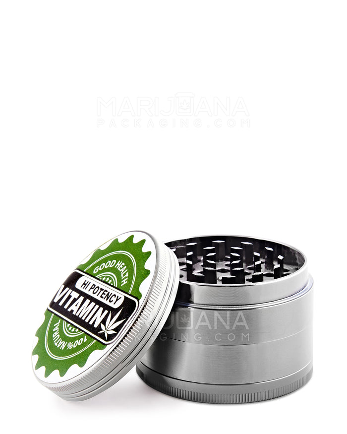 Pharmacy Magnetic Metal Grinder w/ Catcher | 4 Piece - 63mm - Silver Image