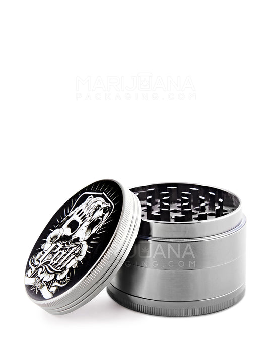 Cali Bear Magnetic Metal Grinder w/ Catcher | 4 Piece - 63mm - Silver