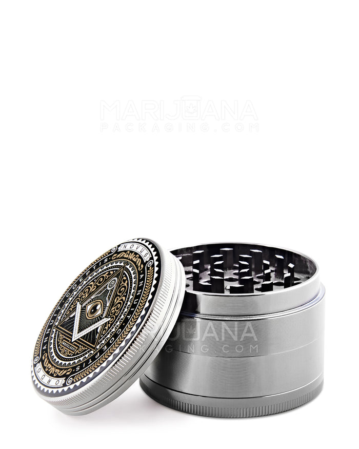 Illuminati Third Eye Magnetic Metal Grinder w/ Catcher | 4 Piece - 63mm - Silver Image