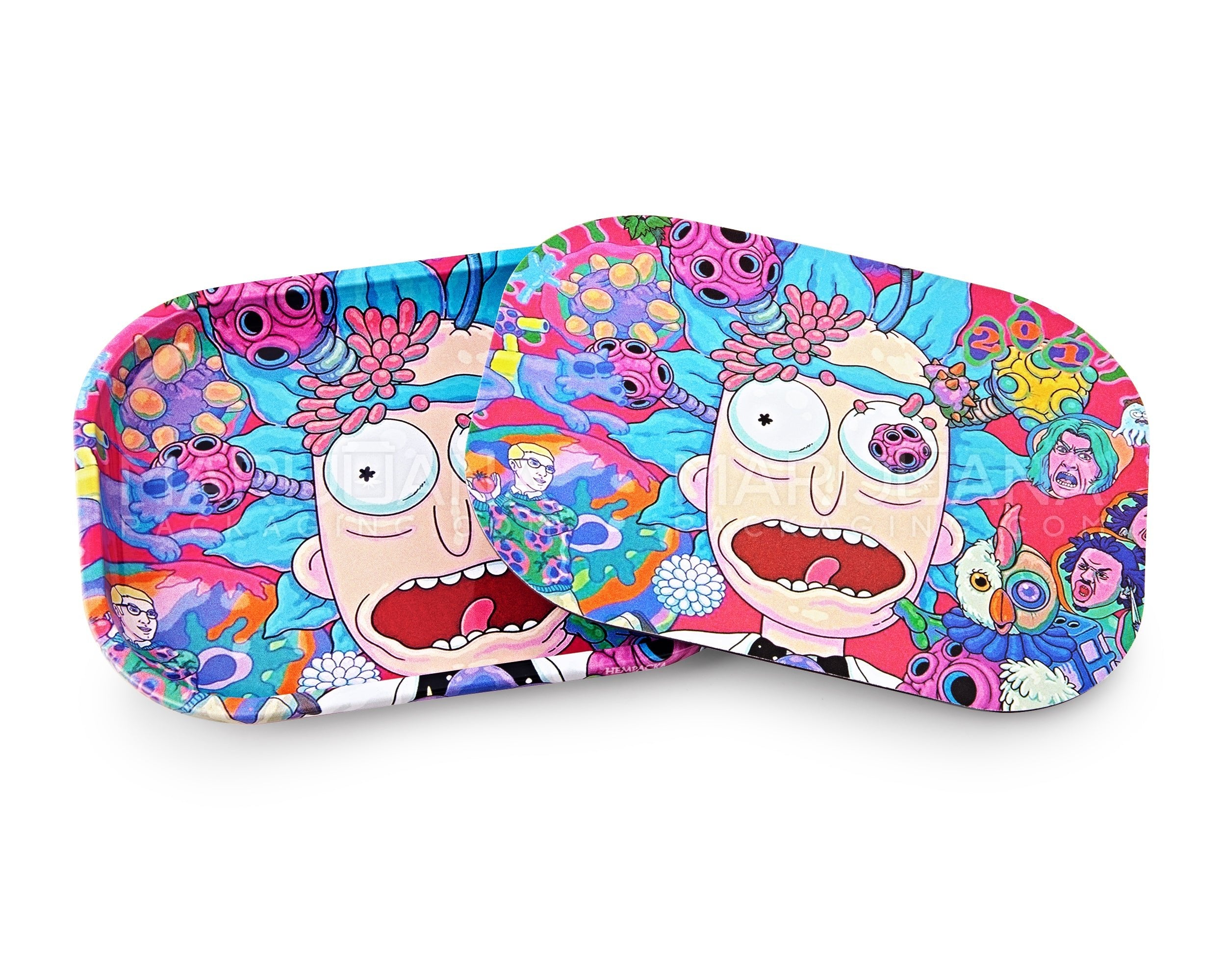 R&M Trippy Rolling Tray w/ Magnetic Cover | 7in x 5.5in - Mini - Metal - 5