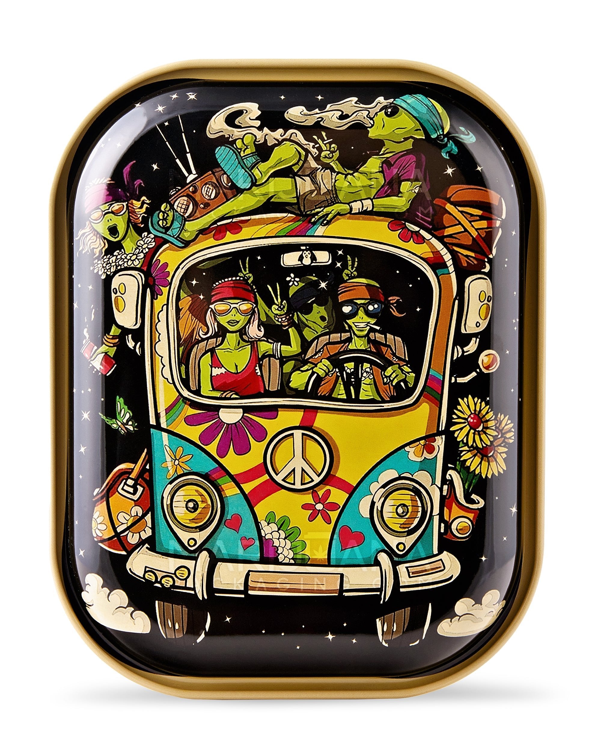 Alien Van Rolling Tray w/ Magnetic Cover | 7in x 5.5in - Mini - Metal - 4