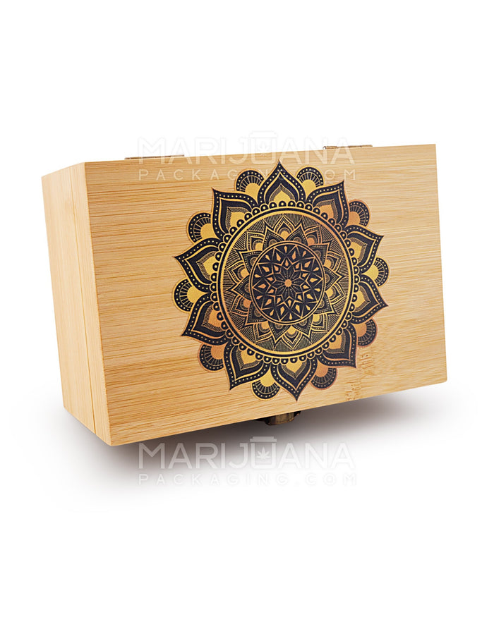 Mandala Wooden Latch Lock Stash Box w/ Accessories | 152mm - Wood Image