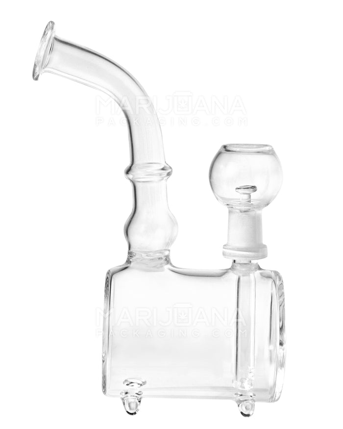 Bent Neck Barrel Glass Dab Rig | 6in Tall - 14mm Dome & Nail - Clear Image