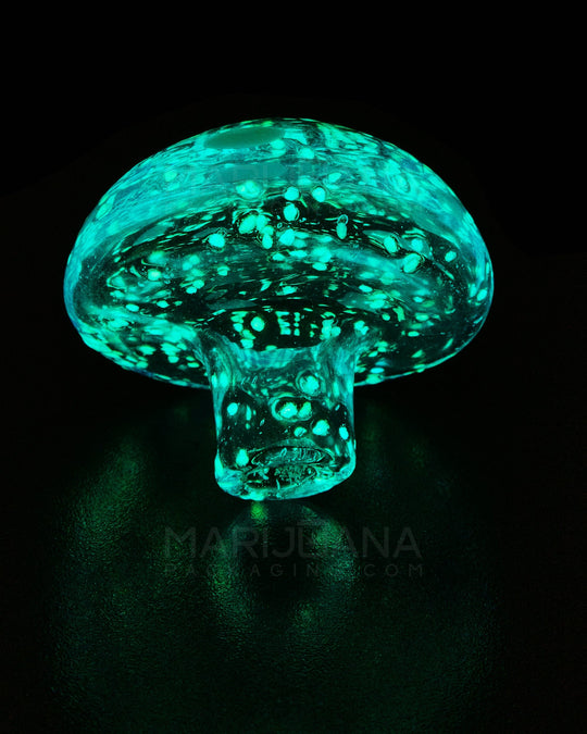 Glow-in-the-Dark | 30mm Blue Mushroom Carb Cap | 30mm - Glass - Blue - 4