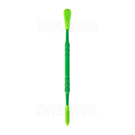 Stainless Steel Scoop & Pointed Dab Tool w/ Silicone Tip | 5in Long - Metal - Green - 1