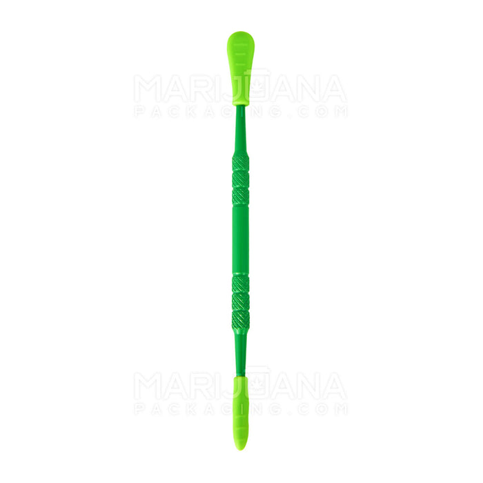 Stainless Steel Scoop & Pointed Dab Tool w/ Silicone Tip | 5in Long - Metal - Green Image