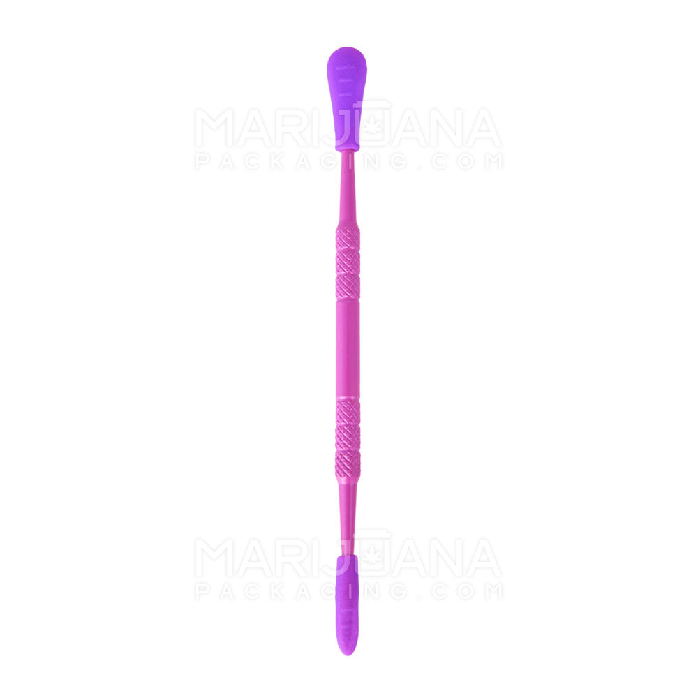 Stainless Steel Scoop & Pointed Dab Tool w/ Silicone Tip | 5in Long - Metal - Purple - 1