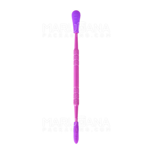 Stainless Steel Scoop & Pointed Dab Tool w/ Silicone Tip | 5in Long - Metal - Purple - 1