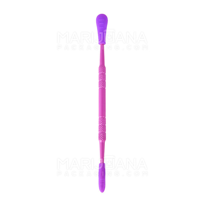 Stainless Steel Scoop & Pointed Dab Tool w/ Silicone Tip | 5in Long - Metal - Purple Image