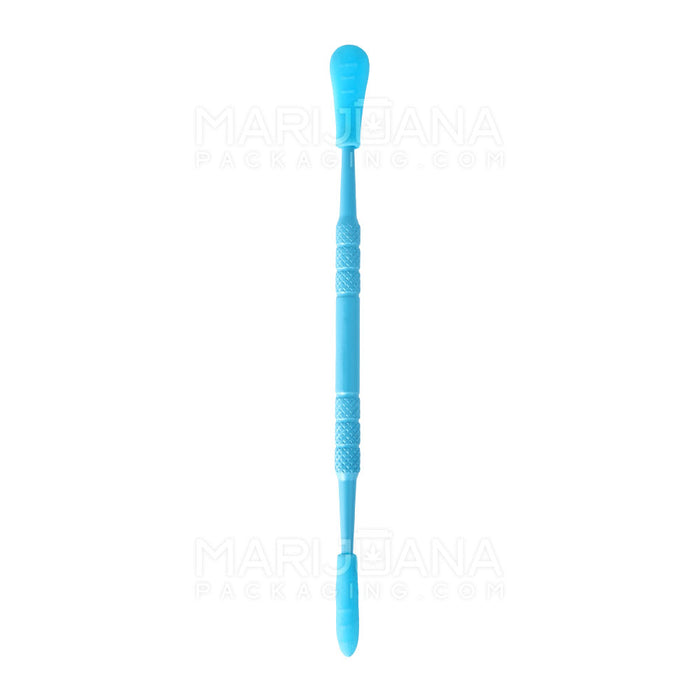 Stainless Steel Scoop & Pointed Dab Tool w/ Silicone Tip | 5in Long - Metal - Blue Image