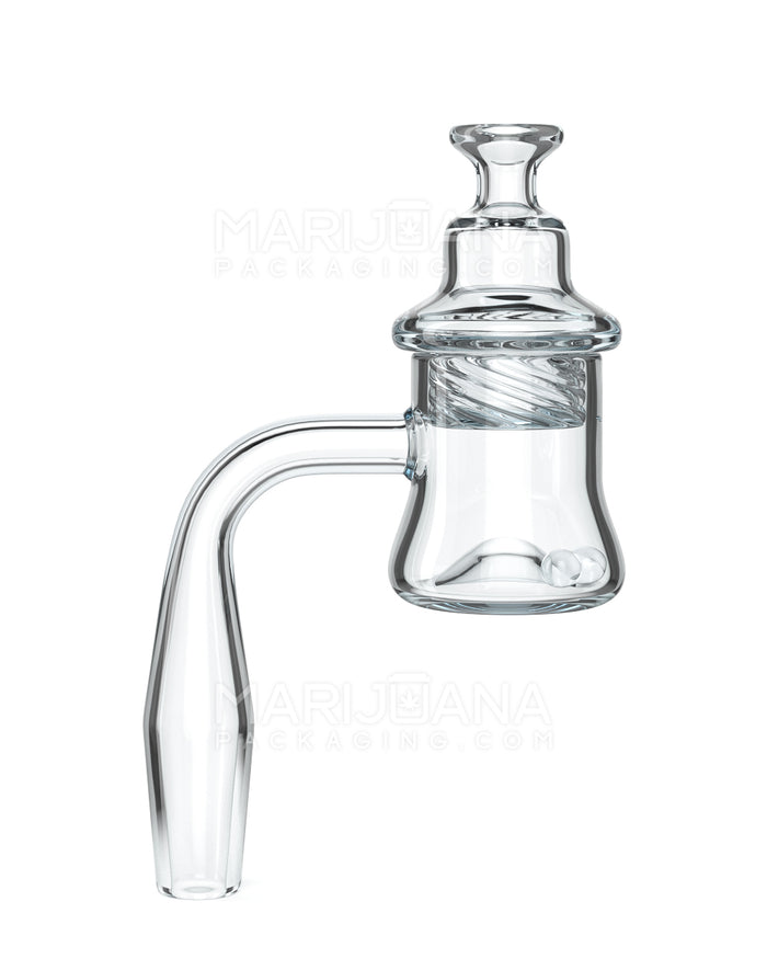 Thick 4mm Quartz Banger Kit w/ Bell Spinner Carb Cap & 2 Pearls | 14mm - 90 Degree - Male Image