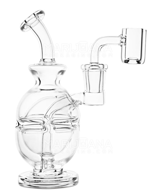 Bent Neck Glass Faberge Egg Dab Rig w/ Thick Base | 6in Tall - 14mm Banger - Clear - 1