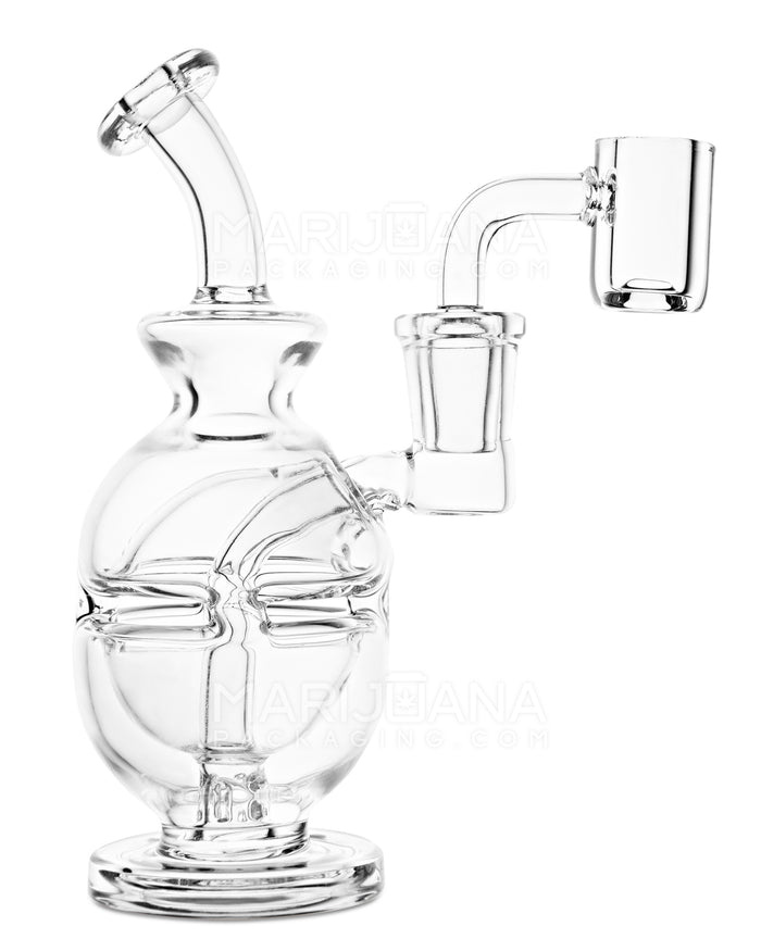 Bent Neck Glass Faberge Egg Dab Rig w/ Thick Base | 6in Tall - 14mm Banger - Clear Image