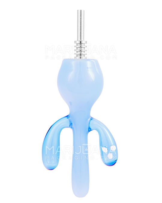 Cactus Nectar Collector Dab Pipe w/ Titanium Tip | 6in Long - 10mm Attachment - Blue - 1