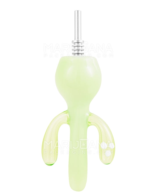 Cactus Nectar Collector Dab Pipe w/ Titanium Tip | 6in Long - 10mm Attachment - Green - 1