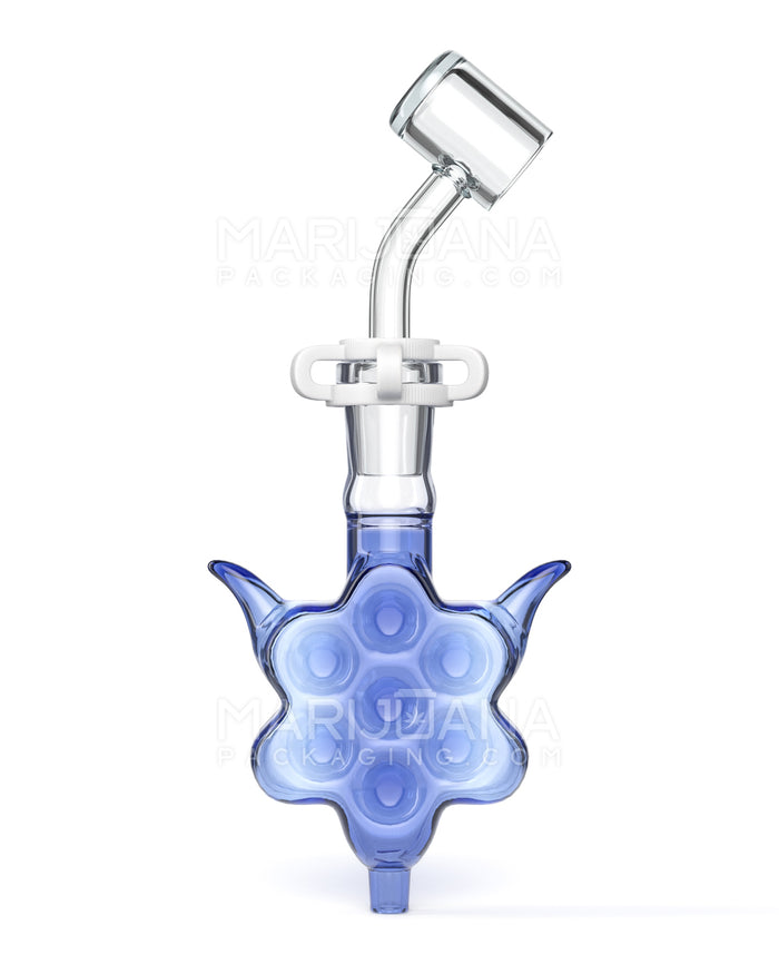 Horned Honeycomb Glass Nectar Collector w/ Banger Nail | 4in Long - 14mm Attachment - Blue Image