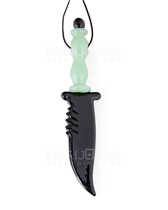 Hunting Knife Pendant Dab Tool  w/ Necklace Strings | 5in Long - Glass - Assorted