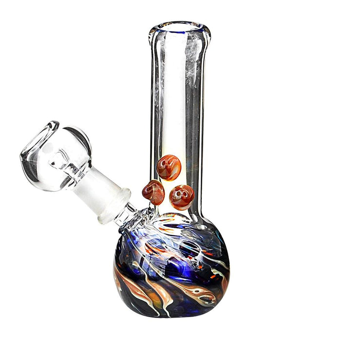 USA Glass | Straight Neck Raked Glass Egg Dab Rig w/ Triple Knockers | 4in Tall - 10mm Dome & Nail - Assorted Image