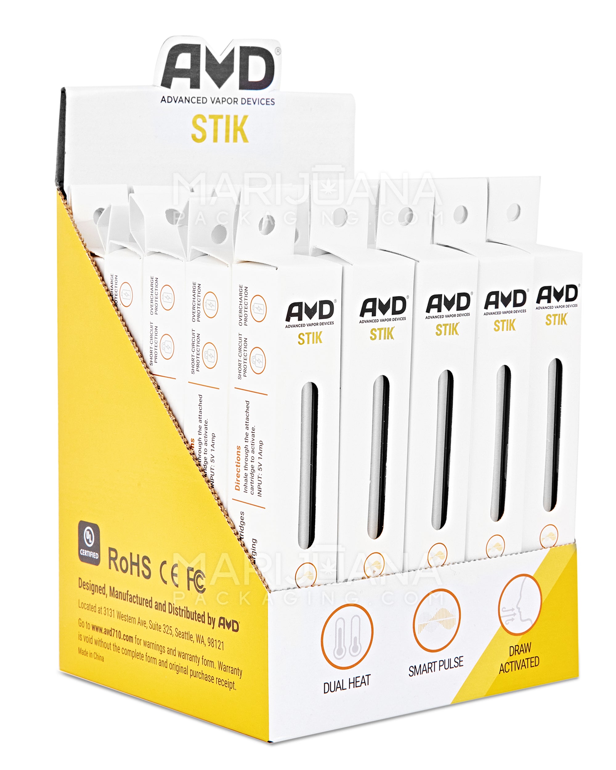 AVD | 'Retail Display' Plum Stik Vape Batteries | 180mAh - Silver - 25 Count - 9