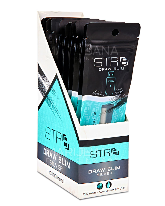 STR8 | Auto Draw Slim Vape Batteries with Charger | 280 mAh - Silver- 10 Count Image