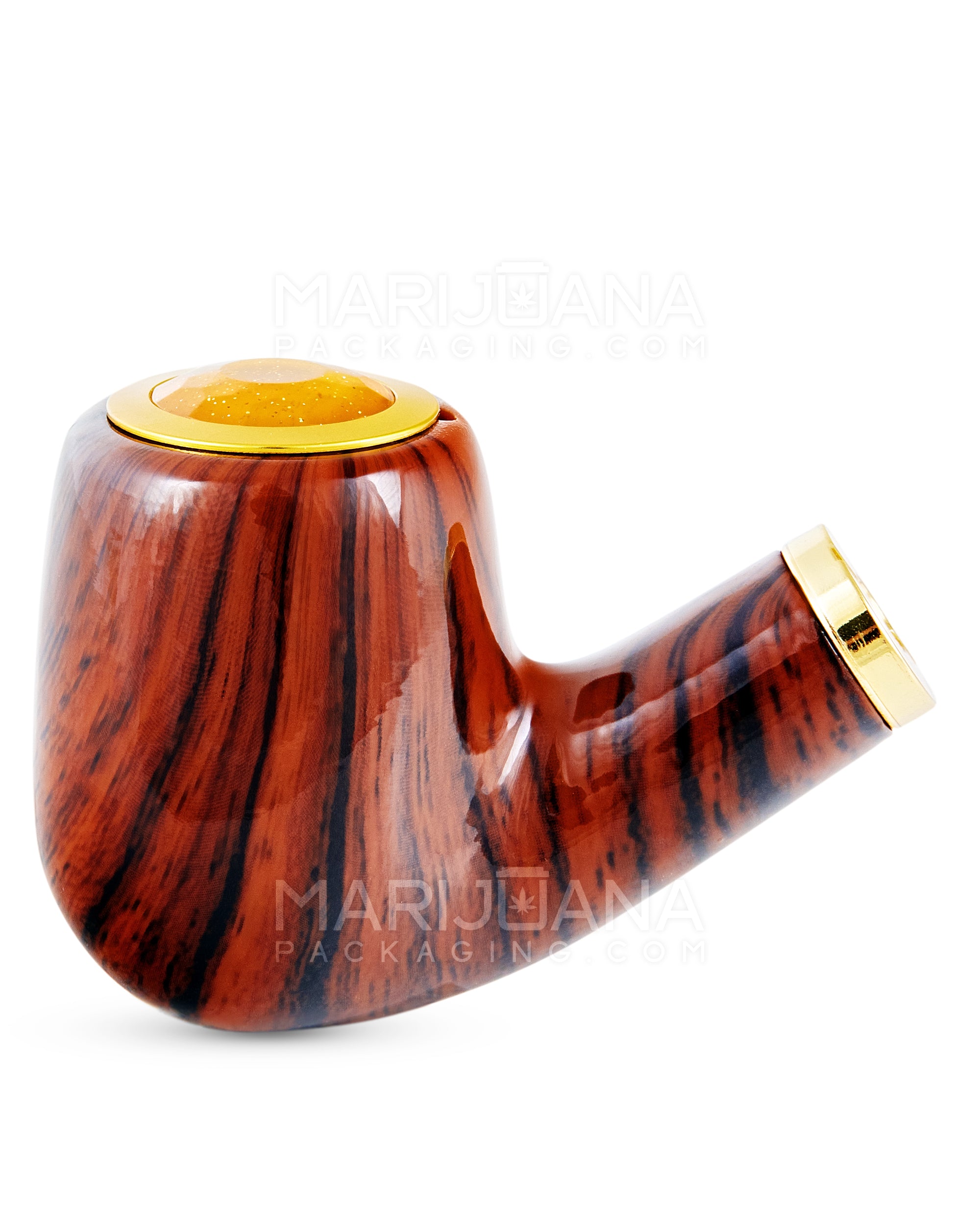 "Old Man's Pipe" Shaped Jumbo Vape Cartridge Battery w/ Honeycomb Light | 650mah - Mahogany Wood - 510 Thread - 1