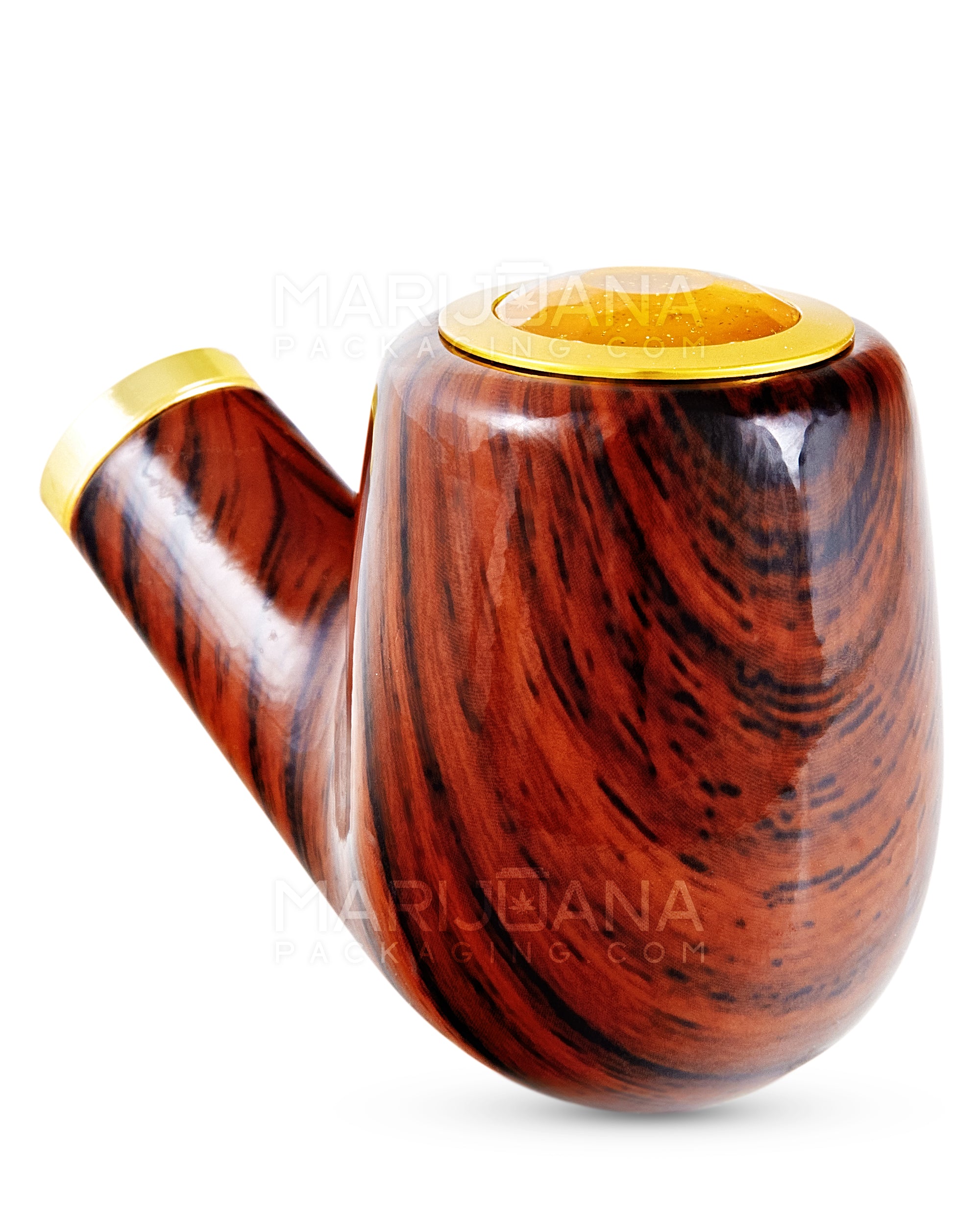 "Old Man's Pipe" Shaped Jumbo Vape Cartridge Battery w/ Honeycomb Light | 650mah - Mahogany Wood - 510 Thread - 2