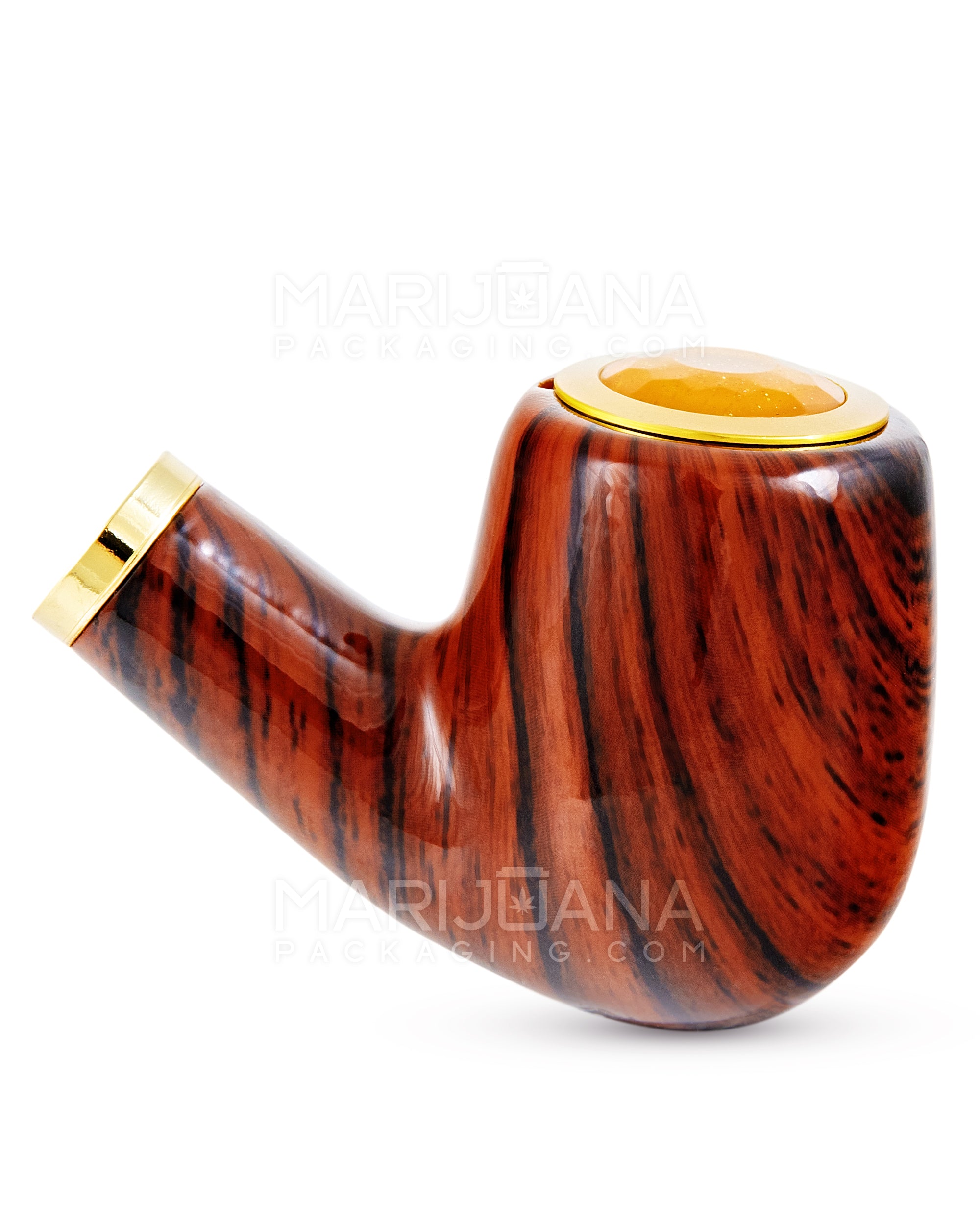 "Old Man's Pipe" Shaped Jumbo Vape Cartridge Battery w/ Honeycomb Light | 650mah - Mahogany Wood - 510 Thread - 6