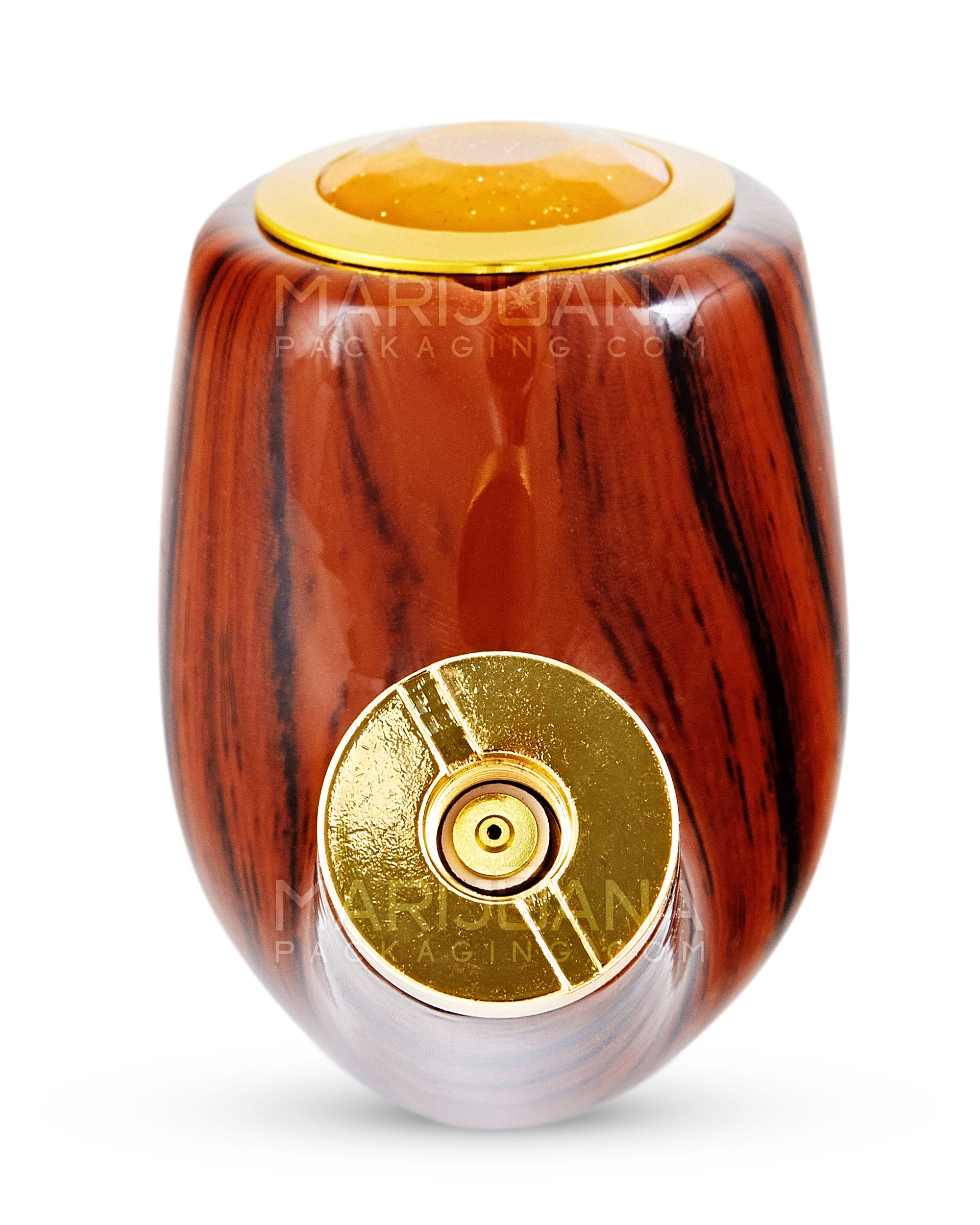 "Old Man's Pipe" Shaped Jumbo Vape Cartridge Battery w/ Honeycomb Light | 650mah - Mahogany Wood - 510 Thread - 4