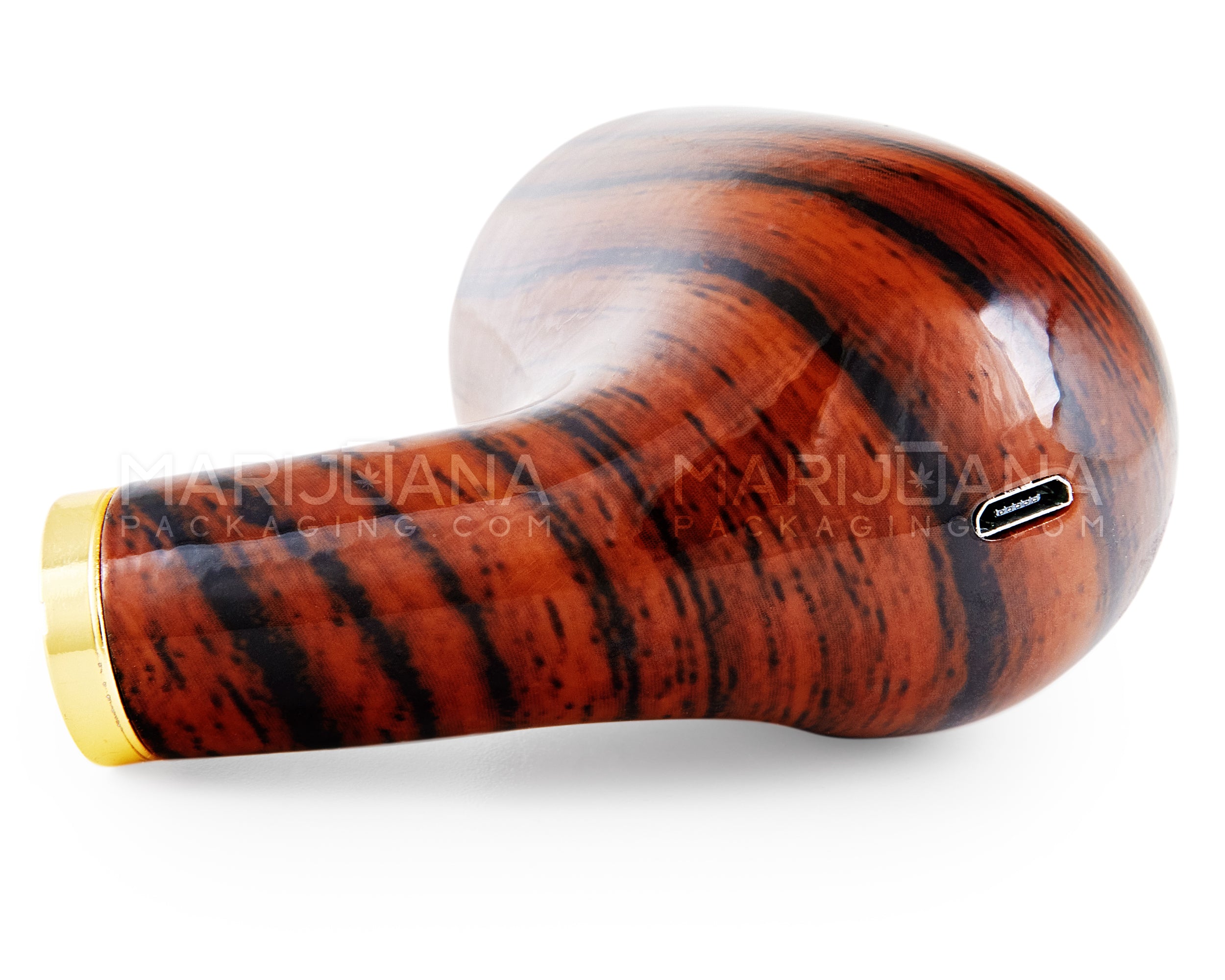 "Old Man's Pipe" Shaped Jumbo Vape Cartridge Battery w/ Honeycomb Light | 650mah - Mahogany Wood - 510 Thread - 5