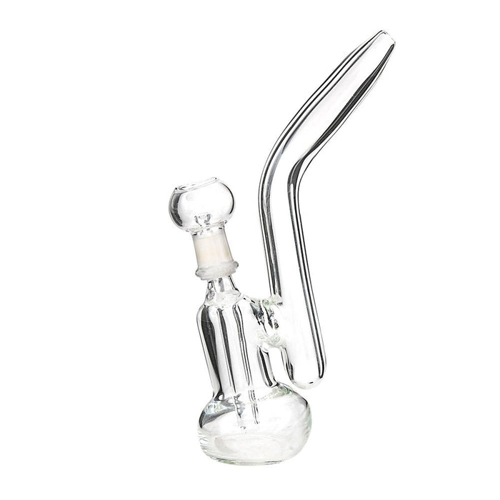 Bent Neck Glass Dab Rig | 5in Tall - 14mm Dome & Nail - Clear Image