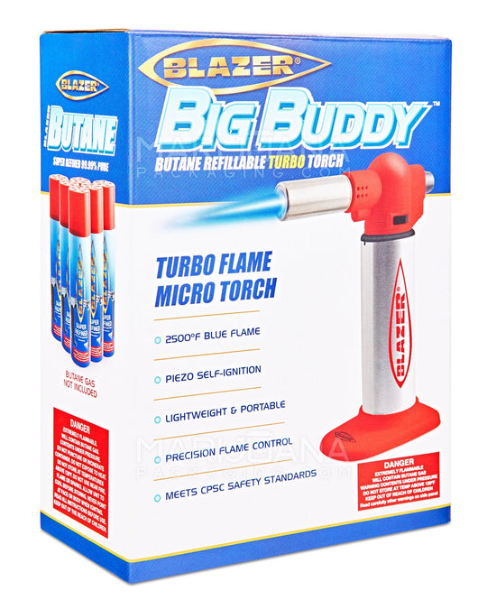 BLAZER | Big Buddy Metal Torch w/ Safety Lock | 7in Tall - No Butane - Red - 6