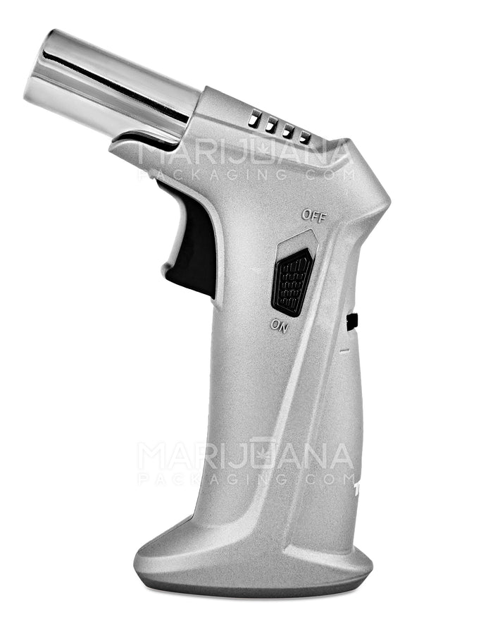 TECHNO | High Angle Metal Torch w/ Safety Lock | 6.5in Tall - Butane - Gray Image