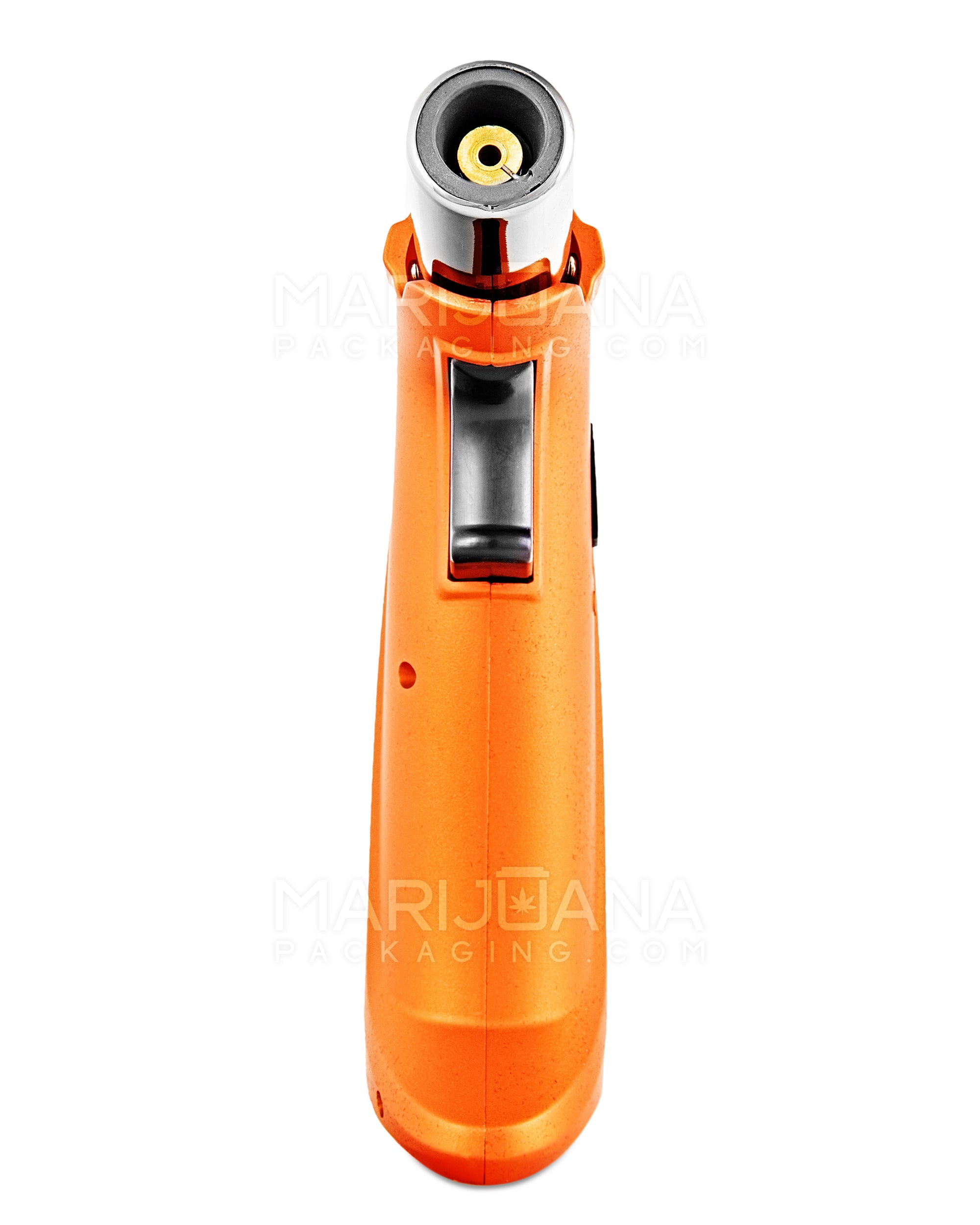 TECHNO | High Angle Metal Torch w/ Safety Lock | 6.5in Tall - Butane - Orange - 3