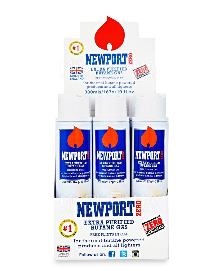 NEWPORT | 'Retail Display' Zero Extra Purified Butane Canisters w/ Flints | 300mL - BHO - 12 Count Image