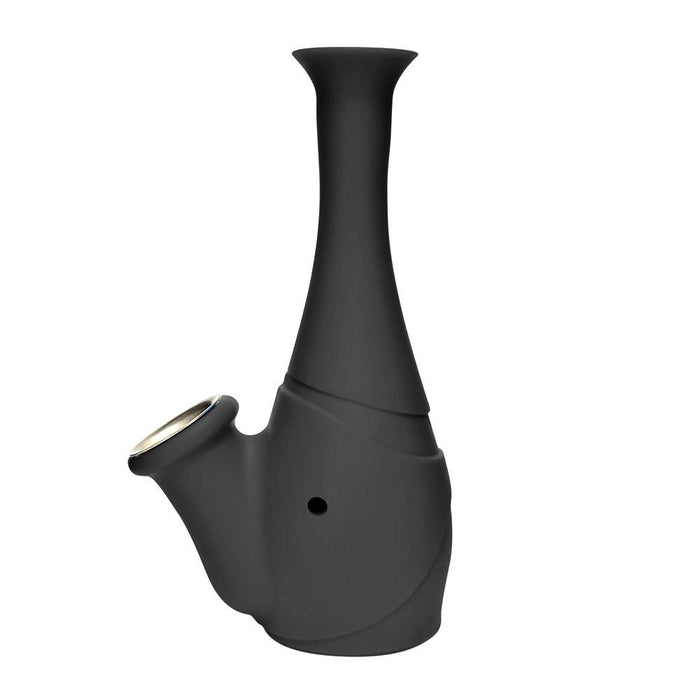 Unbreakable | Flower Vase Silicone Water Pipe | 6in Tall - Metal Bowl - Black Image