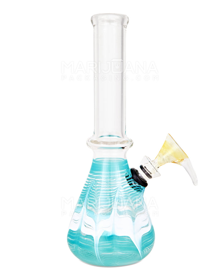 USA Glass | Straight Neck Raked Glass Beaker Water Pipe | 7in Tall - Grommet Bowl - Assorted Image