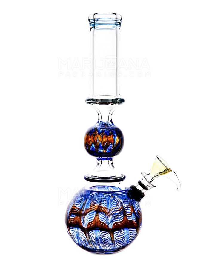 USA Glass | Ringed Orb Neck Raked Glass Egg Water Pipe | 10in Tall - Grommet Bowl - Assorted Image