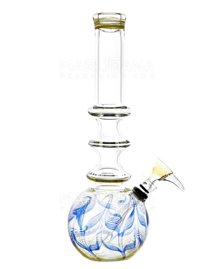 USA Glass | Triple Ringed Neck Raked Glass Egg Water Pipe | 9in Tall - Grommet Bowl - Assorted Image