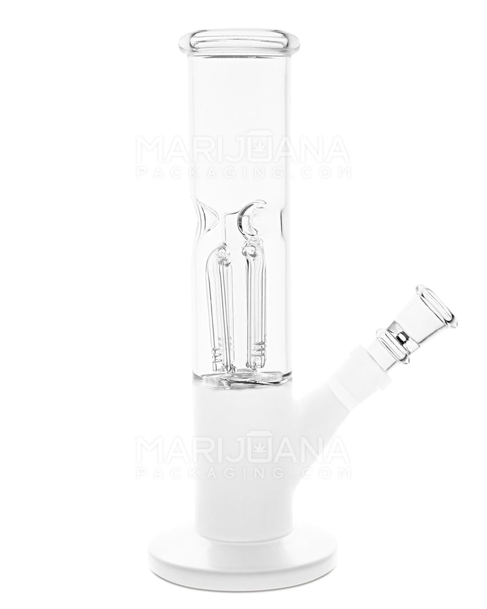 Glow-in-the-Dark | Straight Neck Tree Perc Glass Water Pipe w/ Ice Catcher | 8in Tall - 14mm Bowl - Clear Image