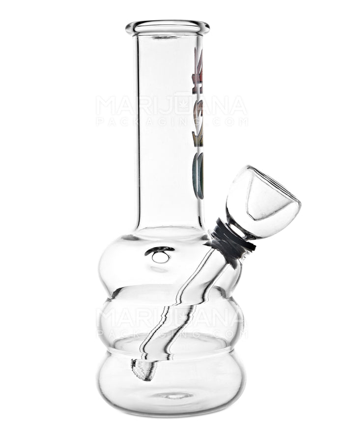 Straight Neck 420 Decal Glass Egg Water Pipe | 5in Tall - Grommet Bowl - Clear Image