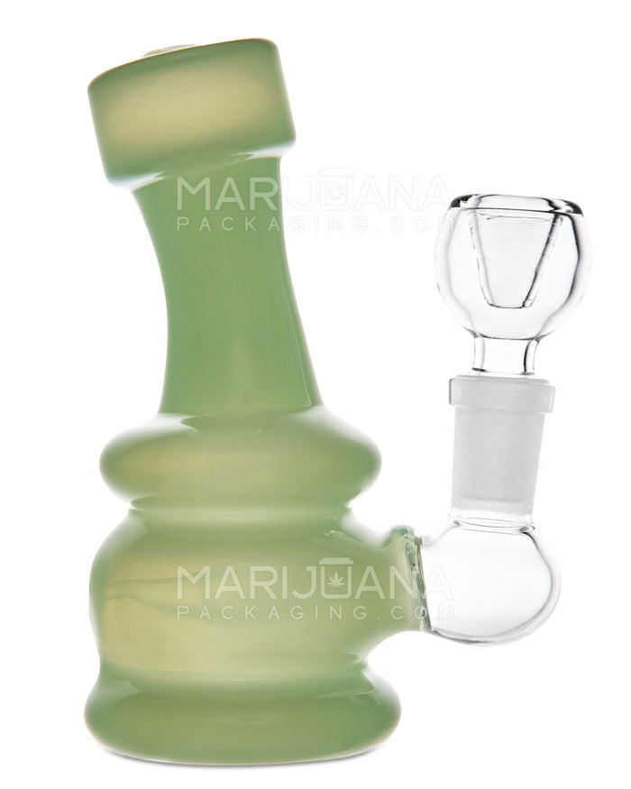 Bent Neck Inline Perc Glass Egg Water Pipe w/ Thick Base | 4in Tall - 10mm Bowl - Jade Image