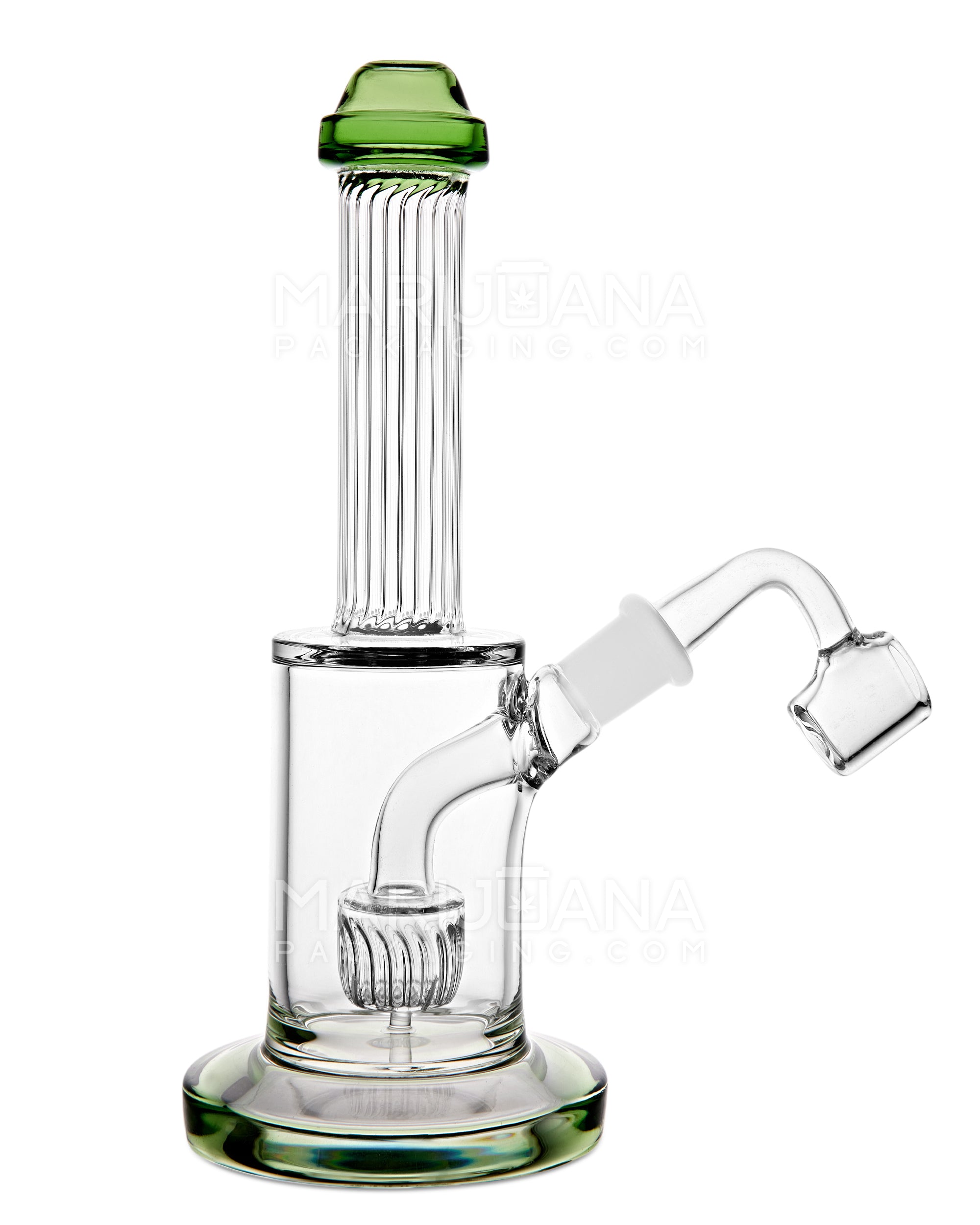 Ridged Neck Showerhead Perc Dab Rig w/ Thick Base | 8in Tall - 14mm Banger - Green - 1