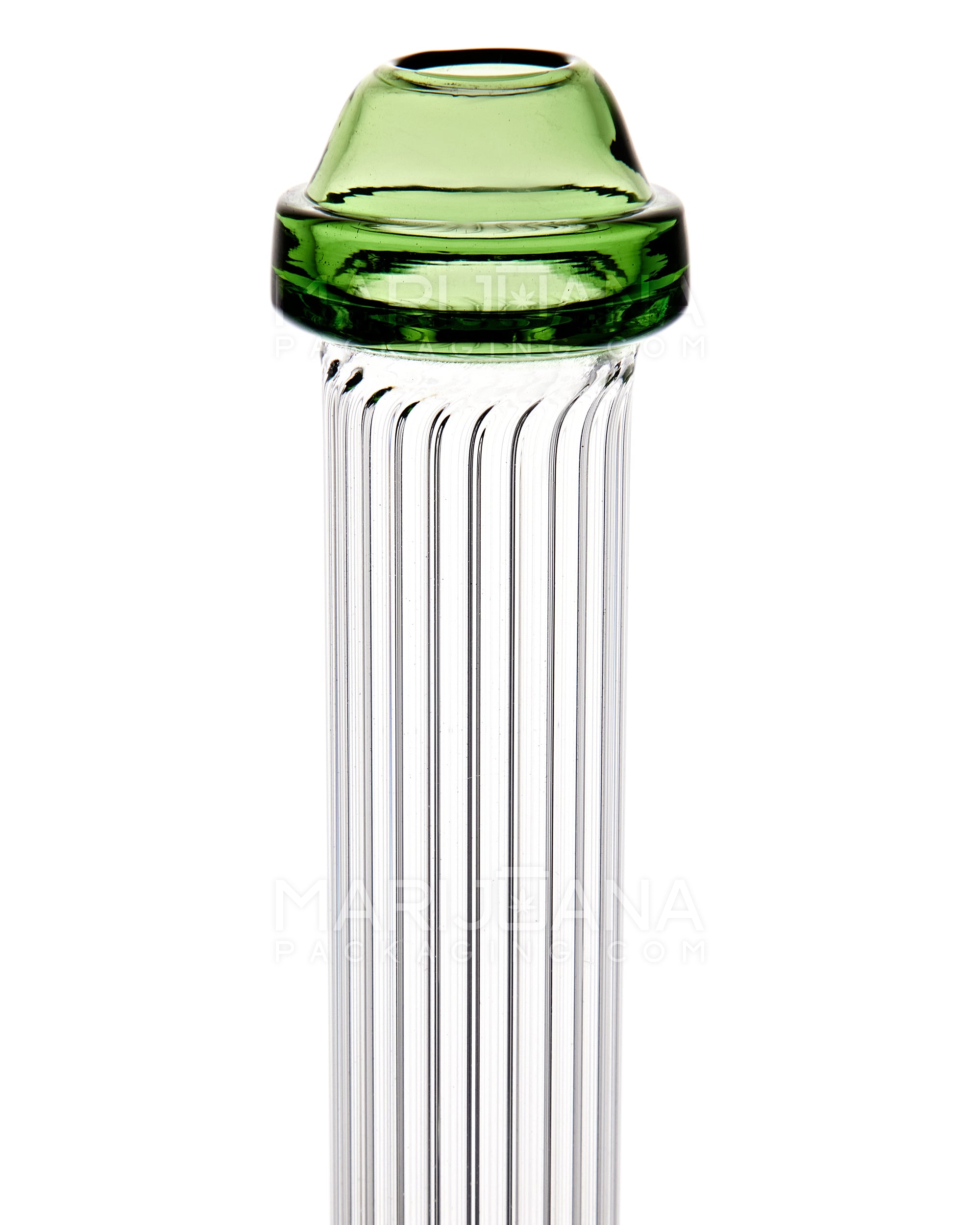 Ridged Neck Showerhead Perc Dab Rig w/ Thick Base | 8in Tall - 14mm Banger - Green - 4