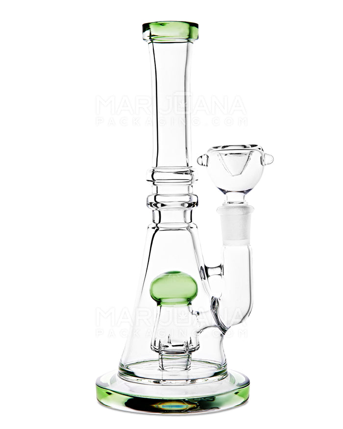 Straight Neck Circ Perc Glass Beaker Water Pipe w/ Thick Base | 8in Tall - 14mm Bowl - Green Image