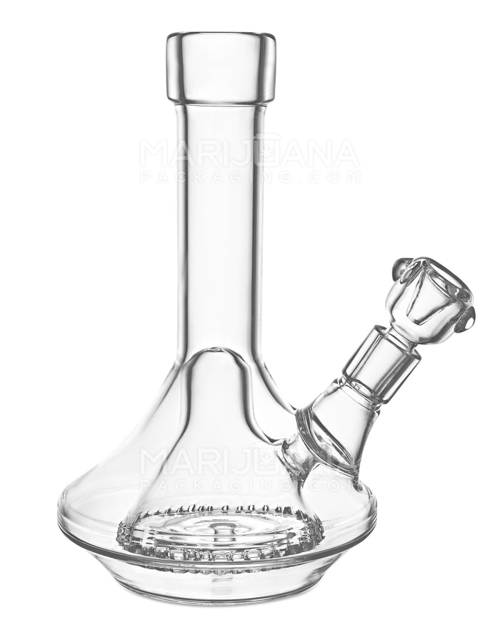 Straight Neck Showerhead Perc Thick Glass UFO Water Pipe w/ Wide Base | 8in Tall - 14mm Bowl - Clear Image