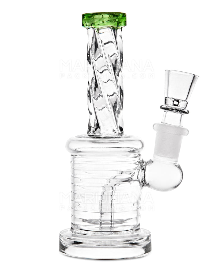 Spiral Neck Ribbed Glass Water Pipe w/ Thick Base | 5in Tall - 14mm Bowl - Assorted Image