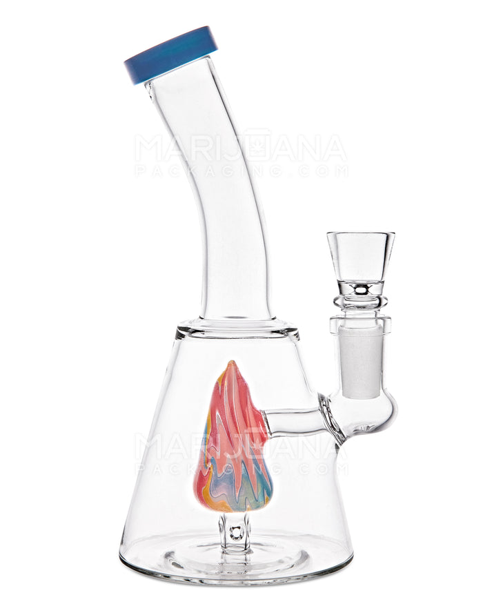 Bent Neck Painted Barrel Perc Glass Beaker Water Pipe | 5in Tall - 14mm Bowl - Mixed Image