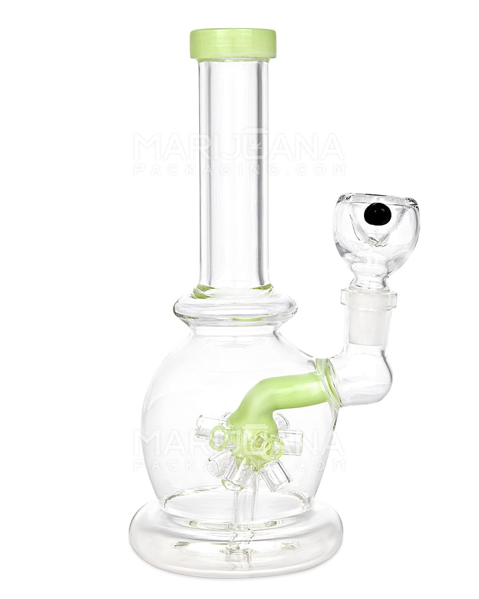 Straight Neck Atomic Perc Glass Egg Water Pipe | 8in Tall - 14mm Bowl - Slime Image