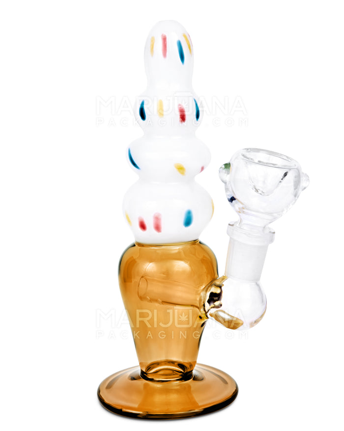 Inline Perc Glass Ice Cream Cone Water Pipe | 7.5in Tall - 14mm Bowl - Assorted Image